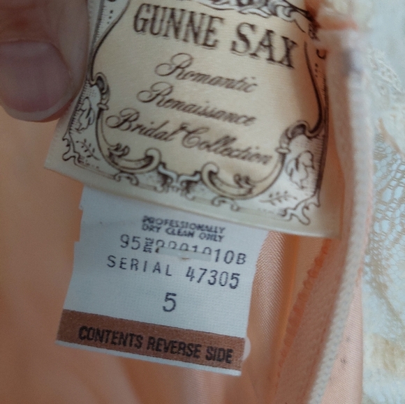 Gunne Sax Romantic Renaissance Bridal Peach Maxi Dress with Lace Capelet - Picture 5 of 10